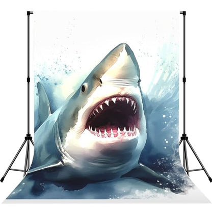 Shark in The sea Backdrop Background for Photography 5x7ft Photobooth Professional Photo Backdrop Curtains Video Photography Studio Photo Backgrounds Banner Booth Background Screen Parties - color: Shark In The Sea