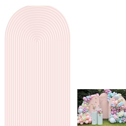 2D Printed Ripples Party Arch Covers Arched Backdrop Cover Stretchy Cover for Party Decoration Round Top Frame Spandex Cover (Light Pink459,5x3ft) - color: Light Pink459, size: 5x3ft