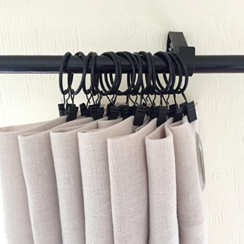 WeeksEight 40 Pack Black Curtain Rings with Clips, Curtain Hooks Hangers Clip Rings for Hanging Drapes Bows Hat, Drapery Rings 1.26 in I D, Fits up to 1 in Diameter Curtain Rod. - color: Black, size: 1.26" I D Set of 40