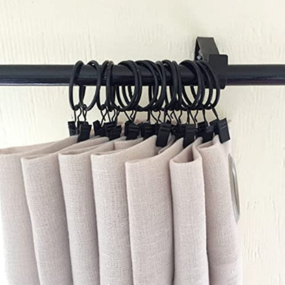 WeeksEight 100 Pack Black Curtain Rings with Clips, Curtain Hooks Hangers Clip Rings for Hanging Drapes Bows Hat, Drapery Rings 1.26 in I D, Fits up to 1 in Diameter Curtain Rod. - color: Black, size: 1.26" I D Set of 100