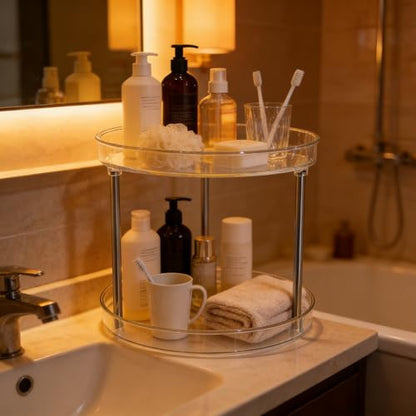 Clear Resin Cosmetic Two Tier Organizer Lazy Susan Organizer, Large Capacity Kitchen Spice Skin Care Perfume Display for Kitchen Bathroom Vanities - size: Two Tiers