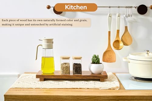Narrow 17" Acacia Wood Riser Pedestal Stand – Farmhouse Wood Display Riser for Kitchen and Bathroom Decor - Counter Display, Plant Stand, Jewelry Holder, Vanity Tray, Candle Stand (Narrow:17"x6"x1.57") - size: Narrow:17"x6"