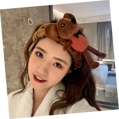 ARTIBETTER Lovely Animal Makeup Hairband for Women, Face Washing Hairband with Mouse Design, Soft Cute Headband for Skincare and Birthday Photography Props
