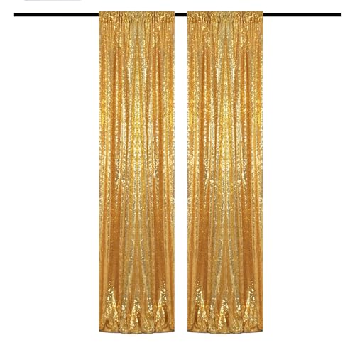 Gold Sequin Backdrop Curtains Glitter Drapes 2FTx8FT 2 Panels for Wedding Birthday Party Decorations Bridal Baby Shower Party Supplies Sparkly Photography Background - color: Gold, size: 2FTx8FT-2PCS
