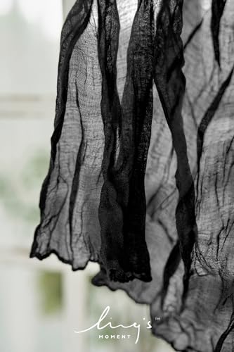 Ling's Moment Luxury Cloth Wedding Napkins - 19x19 Inch Reusable Cheesecloth Linen Napkins for Wedding Reception, Bridal Shower, Dinner Table - Washable, Durable (Set of 10), [Black] - color: Blk-black