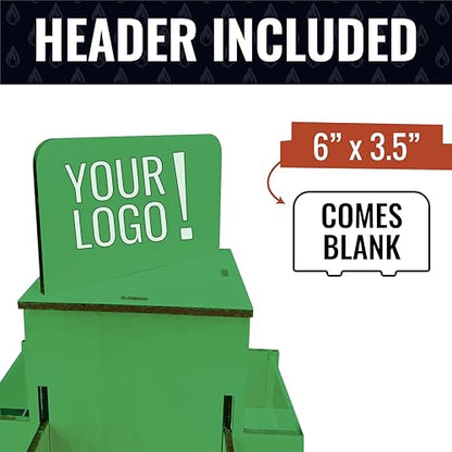 Rotating Display Stand, 3 Tier Wooden Organizer, 4-Sided Display Rack, 360 degree Spinning Multi-Pocket Tabletop Display Stand for Coasters, Stickers, Retail, Showcase, Tradeshow, 17”H, Green - style: GREEN