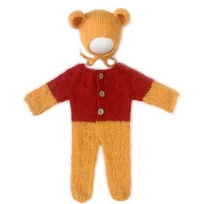 Newborn Baby Photography Props Outfits Cute Bear Hat Romper Set Infant Baby Boy Girl Photoshoot Props Costume ﻿ - color: Yellow