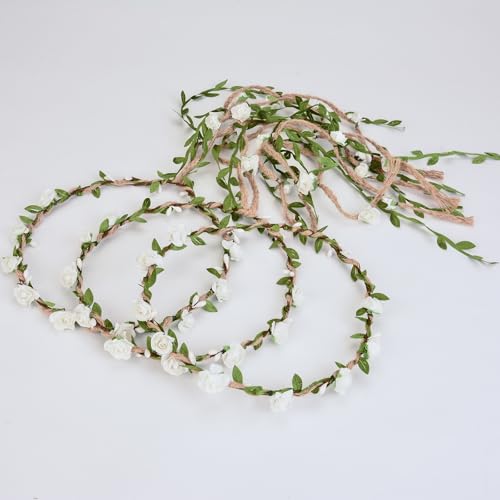 DDazzling Flower Crown Floral Wreath Headband Floral Garland Headbands photo props (White) - color: White