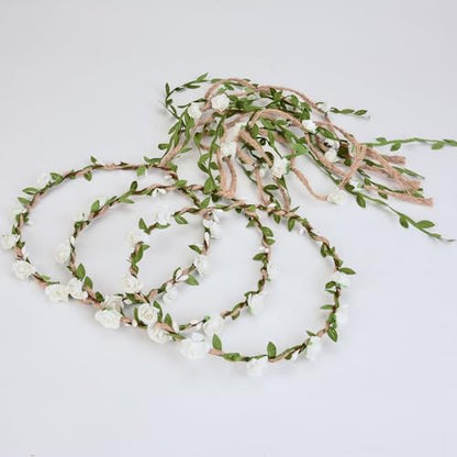 DDazzling Flower Crown Floral Wreath Headband Floral Garland Headbands photo props (White) - color: White