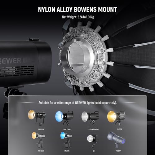 NEEWER Basics Parabolic Softbox Kit, 21.7" Quick Release Bowens Mount Soft Box Light Diffuser Compatible with Godox Compatible with Aputure 600d Studio Photography Video Recording Lighting, NS36P - style: 21.7"/55cm Parabolic