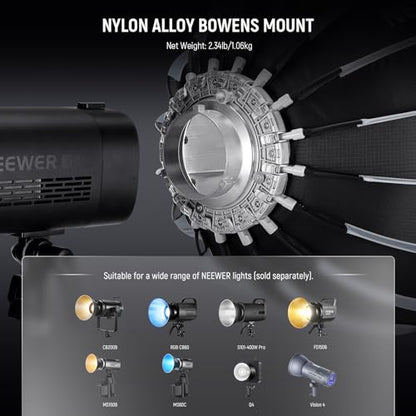 NEEWER Basics Parabolic Softbox Kit, 21.7" Quick Release Bowens Mount Soft Box Light Diffuser Compatible with Godox Compatible with Aputure 600d Studio Photography Video Recording Lighting, NS36P - style: 21.7"/55cm Parabolic