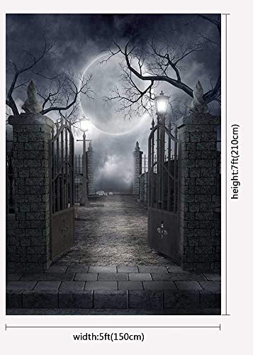 Halloween Theme Photography Background Spooky Halloween Dark Horror Moon and Dead Trees Party Decoration Photo Studio Props Backdrops Booth Vinyl 5x7 ft