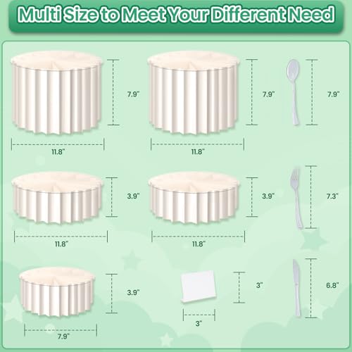 Lucomb 5 PCS Buffet Risers, Food Display Risers for Table, Foldable Cake Stands with Dessert Knife, Fork, Spoon, White Cardboard Cylinder Risers for Party, Wedding, Birthday, Holiday