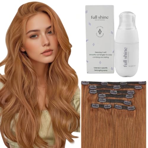 Full Shine Total 2 Packs Detangling Spray & 18 Inch #330 Clip in Hair Extensions 7pcs