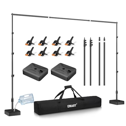 EMART Backdrop Stand with Heavy Duty Water Tank Base 8.5x10ft Adjustable Metal Photo Backdrop Stand Kit Pipe and Drape Background Frame for Birthday Party, Wedding Decorations, Studio Photography - size: 8.5x10ft