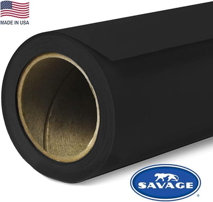 Savage Seamless Background Paper - #20 Black (107 in x 36 ft) with Free 2" x 4yd Black Gaffer Tape