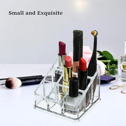 Clear Acrylic Lipstick Lip Gloss Organizer 9 Slots Small Comestic Display Holder for Nail Polish Essential Oil - size: 9 Spaces