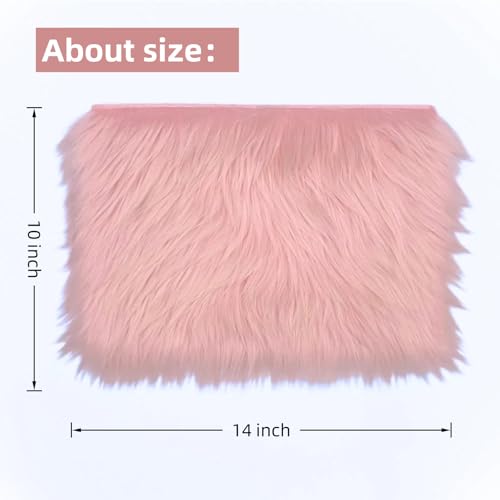 10 * 14 inch Pink Rectangular Faux Fur Fluffy Rug, Small Product Photography Background, Very Suitable for Jewelry, Nail Art, Cosmetics, and Other Desktop Photography, Home Decoration(Pink) - color: Pink