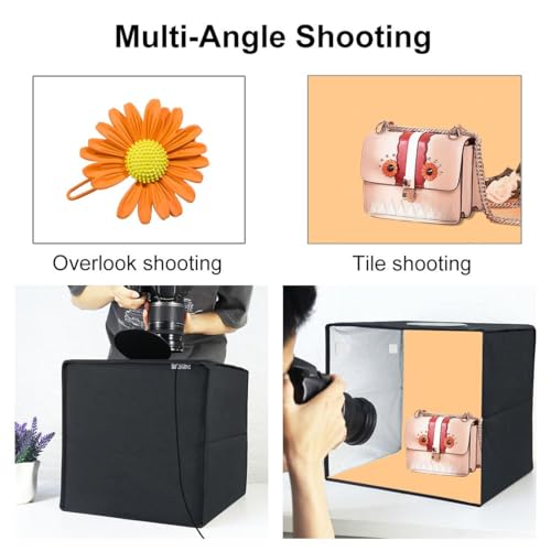Light Box Photography, Photo Box 12" Folding Photo Box for Product Photography, Dimmable Ring Light(120 LEDs,CRI>95,3200-6000K),6 Backdrops-Photo Light Box for Product & Smartphone YouTube Videos - size: 12inch