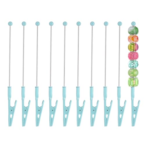 PATIKIL Long-Tailed Alligator Clamp, 10 Pcs 5.3 Inch/135mm Metal Wire Alligator Clamp Beadable Alligator Photo Clips for Picture Note Menu Memo DIY Decor Crafts, Blue - color: Blue