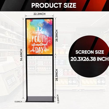 Sign Holder Stand, heavy Duty Pedestal poster stand for display,22×28 inch slide-in double sided banner poster sign holder floor stand for indoor Display (22×28)