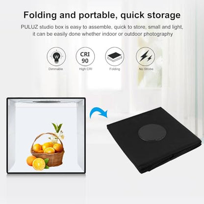 Light Box Photography 20x20in, PULUZ Portable Photo Studio Light Box with 200 LED Lights ＆12 Color backdrops Professional Photography Lighting Tent Kit for Big Product Photography Lightbox - color: 19.7x19.7x19.7in