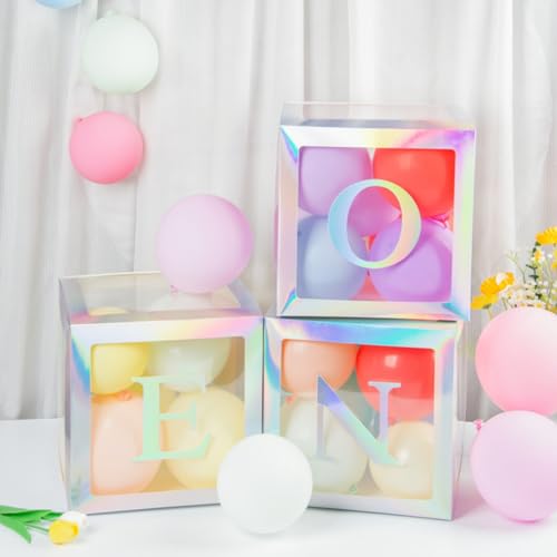 Silver One Boxes for 1st Birthday, One Balloon Box With 20 Balloons, Baby Girl 1 Year Old Gifts, 1st Birthday Party Decorations Boy, Anniversary Photoshoot Props Backdrop. (Flash silver) - color: Flash Silver