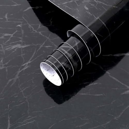 Arthome Black Marble, 35.4x120 Inches Peel and Stick Wallpaper, Marble Contact Paper, Self Adhesive, Easy to Clean, Vinyl Film for Furniture Countertop, Distressed Plank Grain Vintage Wall Covering - color: Black Marble, size: 35.4" x 120"