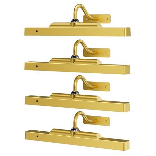 4 Pack Picture Art Above Light Set, 12" Wireless Battery Picture Lighting, Remote Control Timer 3 Color Temps for Living Bedroom or Museum (Gold) - color: Gold, size: 12IN-4pack
