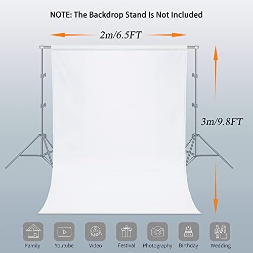 7 x 10 FT White Backdrop, 100% Polyester Photography Backdrop Foldable Washable White Screen for Photoshoot YouTube Zoom Studio Photo Video Recording - color: White, size: 7 X10FT