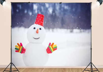 15X8ft Fabric Cute Snowman Winter Snow Backdrop Cheerful Holiday Scene Background Christmas Birthday Party Decorations Kids Photo Studio Props Wall Decor Living Room Bedroom Tapestry - size: 15X8ft