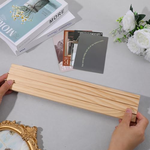 Wooden Earring Display Stand, 3 Slot Jewelry Organizer Holder, Business Card Craft Show Tray, Portable Tabletop Ring Earrings Cards Display, 15.55x3.15inch