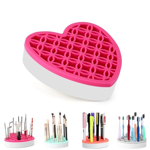 Silicone Makeup Brush Holder, Cosmetic Organizer, Pen Holder for Desk, Pencil Case, Sewing Tool, Beauty Tool, Brushes, Scissors, Toothbrush Holders (Pink) - color: Pink