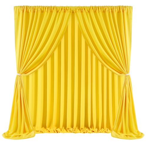 Yellow Backdrop Curtains 2 Panels 5ft x 8ft Polyester Wrinkle Free Fabric Lemon Yellow Drapes for Backdrop Birthday Party Wedding Baby Shower Decorations - color: Yellow, size: 2 Panels 5ft X 8ft