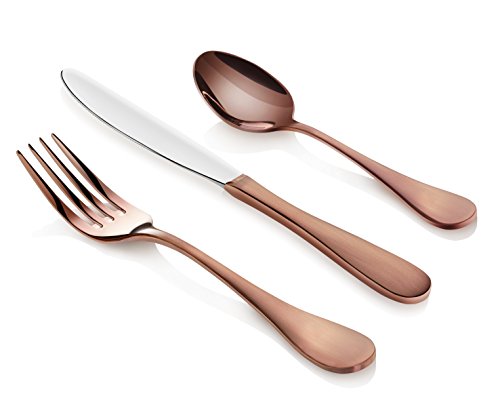 Artaste 56891 Rain 18/10 Stainless Steel Flatware 36-Piece Set, Copper Finish, Service for 12 - color: Copper