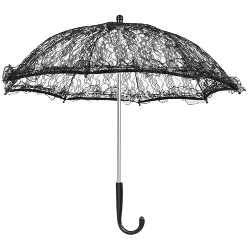 Ipetboom Vintage Black Lace Umbrella for Gothic Costume | Romantic Wedding Parasol & Photo Prop | Elegant Handheld Accessory with Sturdy Iron Frame
