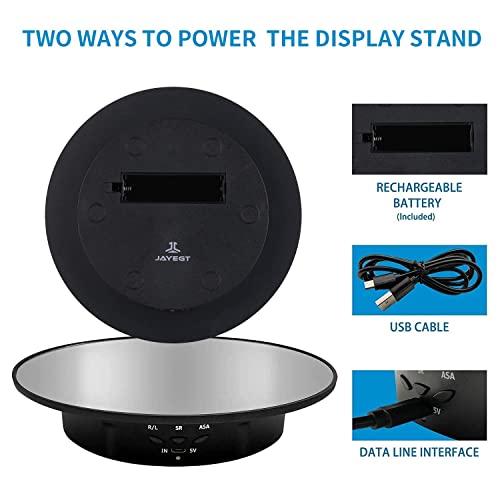 JAYEGT Motorized Rotating Display Stand, 7.87inch /17.6lbs Load, 360 Degree Electric Rotating Turntable for Photography Products, Jewelry, Cake,3D Model , Mirror Cover (Black/Button Control) - color: Black