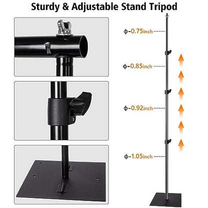 HYJ-INC Pipe and Drape Photography Backdrop Stand Kit Adjustable Photo Background Stand 10ft x 8.5ft with Metal Base for Parties Weddings Birthday Party Events Photo booth With 4 Clamps,Carrying Bag.
