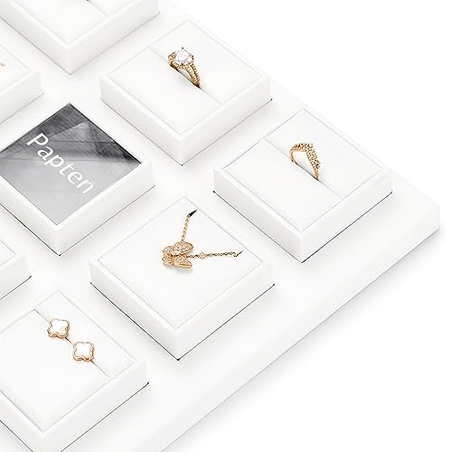 PU Leather Jewelry Stand Showcase Display Holder Jewellry Storage Stand (White) - color: White, size: Base Plate