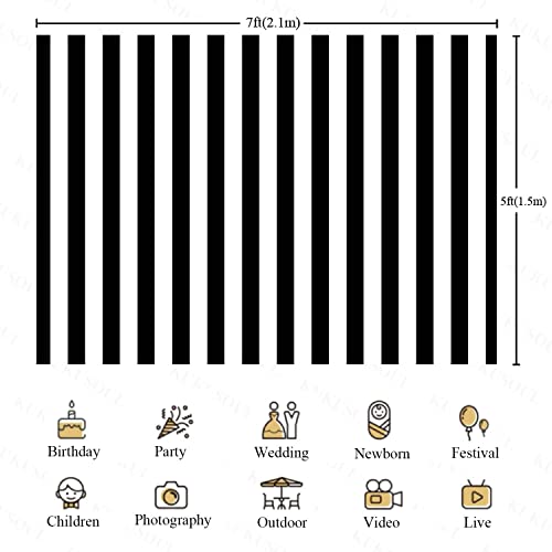 7x5ft Black and White Striped Backdrop Striped Photo Backdrop Referee Backdrops for Birthday Party Wedding Baby Shower Decoration Photo Studio Props KU238 - color: Black, size: 7x5FT