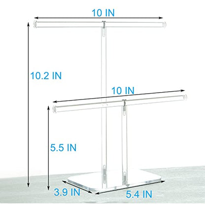 lengnoyp Premium Jewelry Stand , Solid Clear 2-Tier Acrylic Jewelry Organizer Stand & Bracelet holder Stand for Necklace Display, Ring & Watch Display - size: 2-Tier