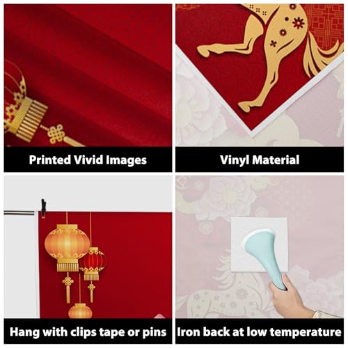 AOFOTO 15x8ft Happy Chinese New Year Backdrop China Spring Festival Lunar Year of The Horse Decoration Banner Paper Cut Flowers CNY Lanterns 2026 Background Party Supplies Photoshoot Studio Props - size: 15x8ft