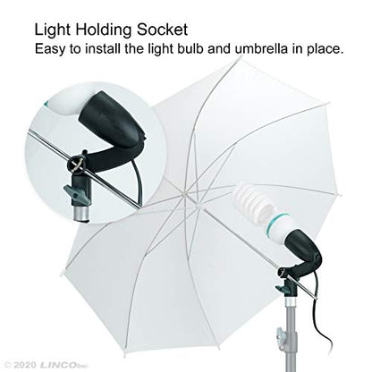 LINCO Lincostore 2 Pcs Photography Studio AC Fire-Resistant Socket Light Stand Mount Umbrella Holder E26/E27 Mini Cirrus 5310