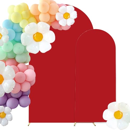 HAINARverS Set of 2 Wedding Arch Cover 6FT,7.2FT Spandex Fitted Stretchy Arch Stand Covers,2 Sided Round Top Chiara Backdrop Cover for Birthday Party Banquet Baby Shower Arch Decoration(Red) - color: Red, size: 6FT,7.2FT