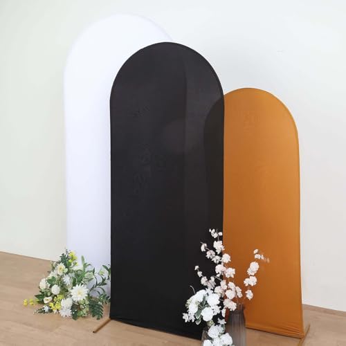 Efavormart 6ft Black Spandex Fitted Arch Slipcover, Snug Fit Round Top Backdrop Sleeve for Modern Galas and High-Contrast Photo Booths - color: Black, size: 6 FT