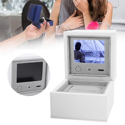 Smart Video Jewelry Box with LCD Screen, High End Personalized Ring Storage Case for Anniversaries Weddings