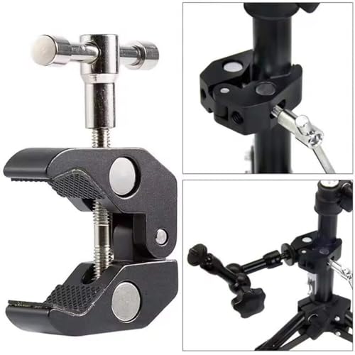 REFLEX CAMERA Super Clamp with 1/4" and 3/8" Thread Ideal Magic arm clamp with Rotary Handle for Photography, Tripod, Lights, Umberellas, DSLR Cameras, Shelves, Rods, Light Stands - Fully Adjustable