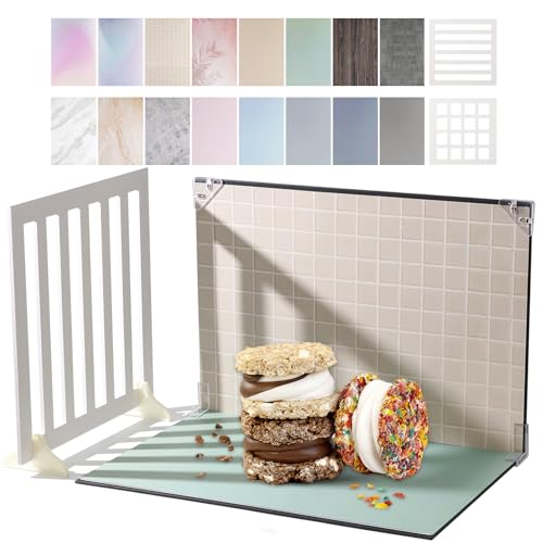 Product Photography Backdrops with Shadow Boards, 8Pcs 16 Curated Patterns Photography Prop Kit, Portable Small Photo Backdrop Board and PVC-Coated UGC Backdrops for Food Jewelry Mini Items, 16x11.5in