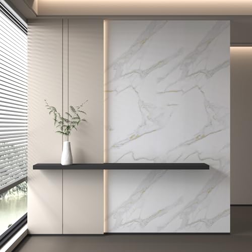 BAYYA Matte Marble Contact Paper for Countertops White Marble Peel and Stick Wallpaper Waterproof Thick Heat-Resistant Kitchen Counter Top Wrap 15.7''x354'' Wall Covering Laminate Countertop Sheets - color: White, size: 16" x 354"