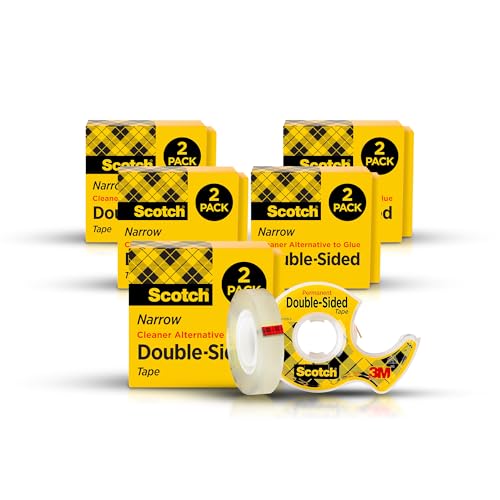 Scotch Double Sided Tape, Permanent Photo-Safe Adhesive, Clear, 1/2 inch x 500 inches per Roll, 10 Rolls (5 Packs of 2) – Scrapbooking, Crafts and Office Supplies - size: 10 Rolls